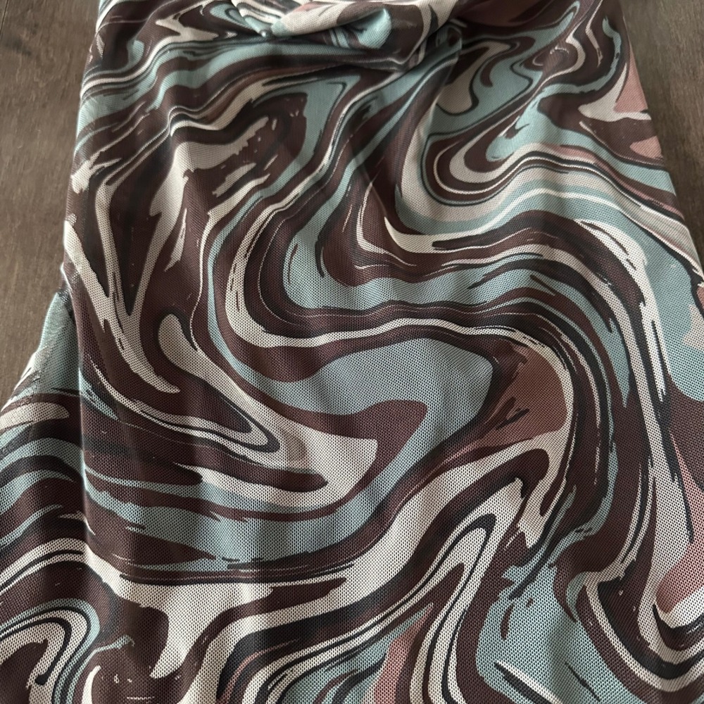 NWOT Pull&Bear Womens Mesh Mini Dress‎ Cowl Neck Retro Grunge Chocolate Brown S - Picture 2 of 8